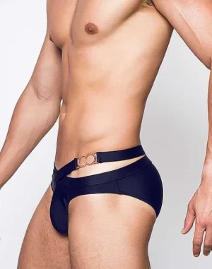 Cheap Blk Double Strap Swim-Black Swimwear