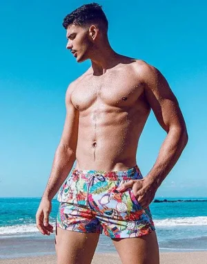 Cheap S50 Print Swimshorts-Aves Purple Beach Shorts