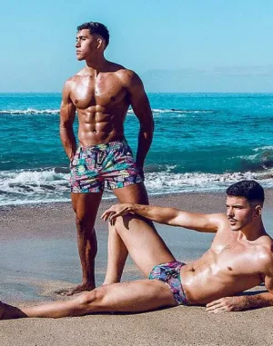 Best S50 Print Swimshorts-Monstera Black Beach Shorts