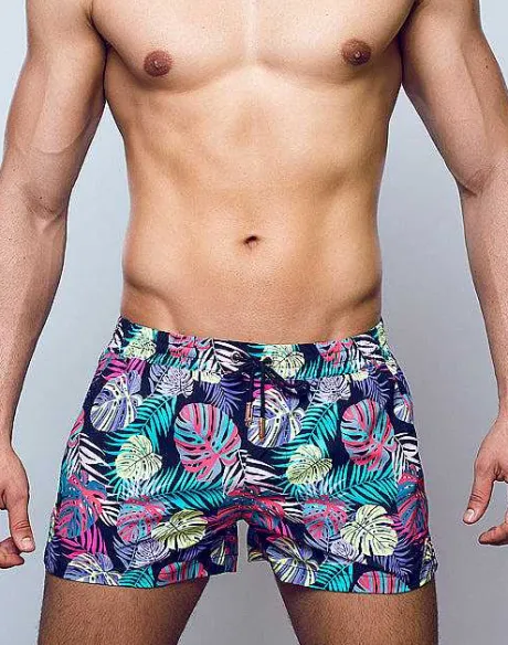 Discount S50 Print Swimshorts-Monstera Black Sustainable Beachwear
