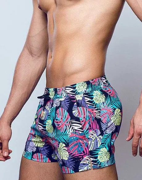 Discount S50 Print Swimshorts-Monstera Black Sustainable Beachwear