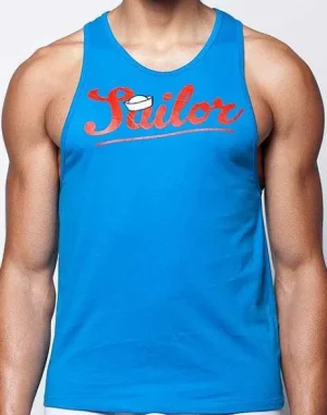 Cheap Tx12 Anchor Singlet-Blue Beach Tops