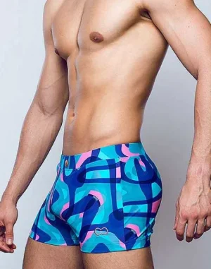 Store V60 Bondi Print Swim Trunks-Kai Blue Swimwear