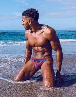 Online V10 Print Swim Brief-Stallion Navy Swimwear