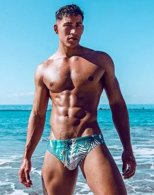 Cheap V10 Print Swimwear-Feuille Green Sustainable Beachwear