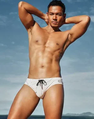 Fashion V10 Print Swimwear-Marble Swimwear